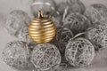 Set of silver and gold Christmas ornaments Royalty Free Stock Photo