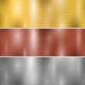 Set of silver gold copper metal background texture, metal wide textured plate brushed gradient Ã¢â¬â vector Royalty Free Stock Photo