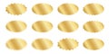 Set of silver and golden oval stickers with wiggle and zigzag borders. Shining labels, badges, price tags, coupons with