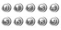 Set Silver Medal Coins Numbers from 0 to 9 symbols. Silver tokens for games, user interface asset elements. Vector Royalty Free Stock Photo