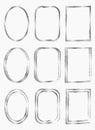 Set of silver metal frames. Vector frames isolated on white Royalty Free Stock Photo