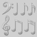 Set of silver music notes Royalty Free Stock Photo