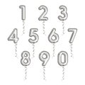 Set of Silver Numbers Made of Inflatable Balloons With Ribbons Royalty Free Stock Photo