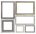 Set of silver picture frame isolated on white background Royalty Free Stock Photo