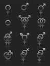 Set of silver sexuality icons