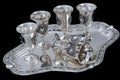 Set of silver wine-glasses. Royalty Free Stock Photo