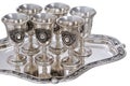 Set of silver wine-glasses. Royalty Free Stock Photo