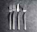 A set of silverware including a fork, spoon, and knife Royalty Free Stock Photo