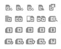 Set of SIM card flat gray icons. 3G, 4G, 5G - network, mobile internet, EMV chip, cards slot, phone chip and more. Royalty Free Stock Photo