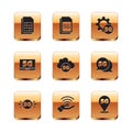 Set Sim card, 5G network, Cloud, Laptop with, Setting, Location and Card icon. Vector