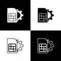 Set Sim card setting icon isolated on black and white background. Mobile cellular phone sim card chip. Mobile Royalty Free Stock Photo