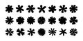 Set of simple black flowers. Vector isolated floral decorative elements on white background. Flowers silhouettes Royalty Free Stock Photo