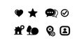 Set of simple black icons including heart star chat check home tree user marker for web and app interface design Royalty Free Stock Photo