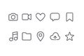 Outline social media and interface icons set on a white background Royalty Free Stock Photo