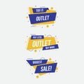 Set of simple blue and yellow sale banners and labels tags, flat design, vector illustration Royalty Free Stock Photo