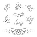 Set of simple calligraphic swirls and dividers