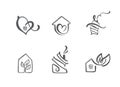 Set of simple calligraphy houses hand drawn logo. Real Vector Icons. Estate Architecture Construction for design. Art Royalty Free Stock Photo