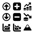 Simple Line Art Financial Chart Symbol Icon Set for Business Concept Royalty Free Stock Photo