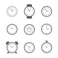 Set of simple clock icons.