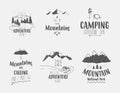 Set of 6 simple and cool camping and travel illustrations.