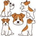 Set of simple and cute outlined Fox Terrier illustrations