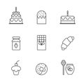 Set of Simple delicious sweet food icon in trendy line style isolated on white background for web apps and mobile concept. Vector