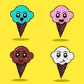 Set of simple design ice creams character Royalty Free Stock Photo