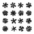 Set of simple doodle scribble black flowers. Vector isolated floral decorative elements on white background Royalty Free Stock Photo