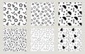 A set of simple drawn black and white seamless geometric patterns from abstract shapes. Design for textiles, paper, decor, print Royalty Free Stock Photo