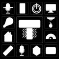 Set of Air conditioner, Thermostat, Home, Voice control, Remote, Meter, Sensor, Light, editable icon pack