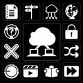 Set of Cloud computing, Fast forward, Reading, Video player, Vol Royalty Free Stock Photo