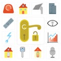 Set of Handle, Voice control, Home, Smart key, Chart, Power, Smart, Remote, editable icon pack