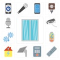 Set of Window, Remote, Intercom, Panel, Home, Power, Temperature