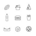 Set of Simple fast food, snack, away from home icon in trendy line style isolated on white background for web apps and mobile Royalty Free Stock Photo