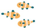 Set of simple fish cloun with fins. Royalty Free Stock Photo