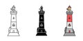 Set of simple flat minimalism lighthouses