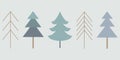 Set with simple geometric Christmas tree or pine, minimalistic style, vector Royalty Free Stock Photo