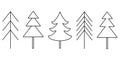 Set with simple geometric Christmas tree or pine, winter holidays design element, minimalistic style, vector outline Royalty Free Stock Photo