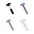 Set of Simple Hammer equipment different style icon isolated by white color Royalty Free Stock Photo