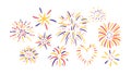 Set of simple hand drawn fireworks