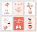 Set of simple hand drawn Valentines cards.