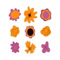 Set of simple hand drawn vector flowers for Dia de Los Muertos, traditional Mexican Halloween decoration