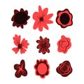 Set of simple hand drawn vector flowers for Dia de Los Muertos, traditional Mexican Halloween decoration