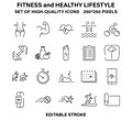 A set of simple but high-quality icons about fitness and a healthy lifestyle Royalty Free Stock Photo