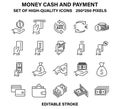 A set of simple but high quality linear icons illustrating money cash and payment.