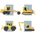 Set of simple icon of heavy machines. Royalty Free Stock Photo