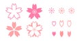 simple icon. sakura, cherry blossom, pink petals, and spring flower styles. white background. vector illustration Royalty Free Stock Photo