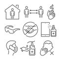 A set of simple icons for the prevention of coronavirus. Royalty Free Stock Photo