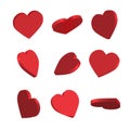 Set of simple icons of red hearts Royalty Free Stock Photo