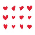 Set of red hearts of different shapes Royalty Free Stock Photo